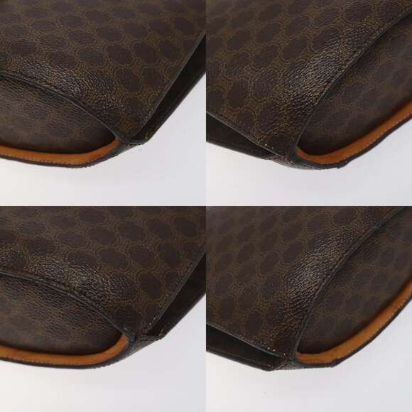 CELINE Macadam Canvas Shoulder Bag Pvc Leather Brown Gold - Picture 10 of 12